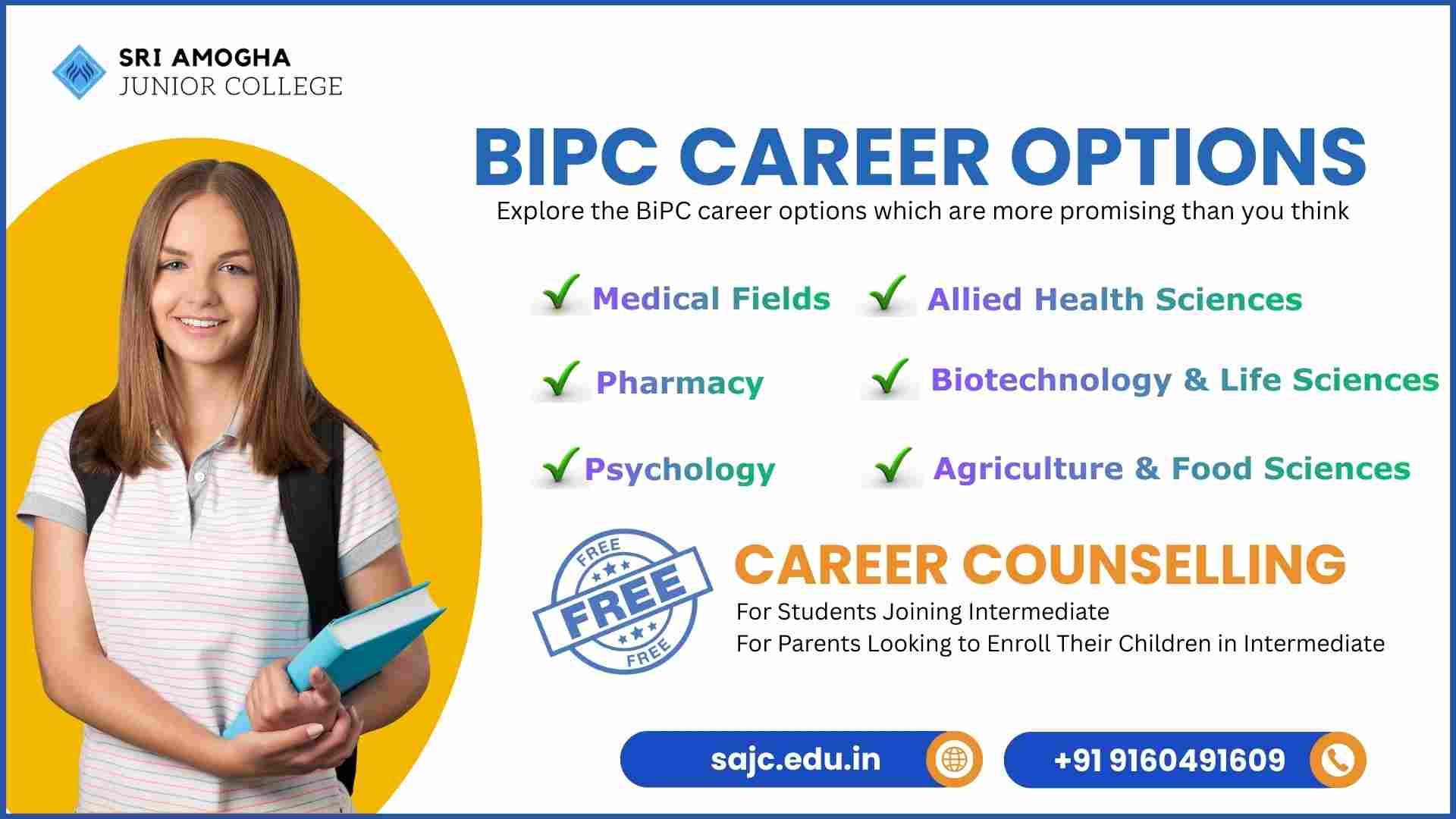 BiPC Career options Banner - Sri Amogha Junior College - SAJC - junior college in hyderabad
