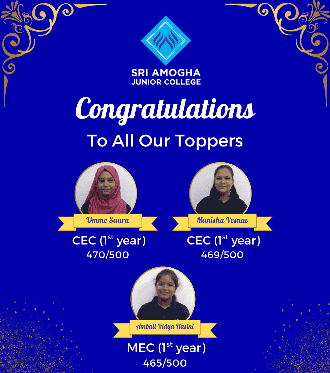Intermediate & Junior College in Hyderabad -SAJC CEC first year toppers