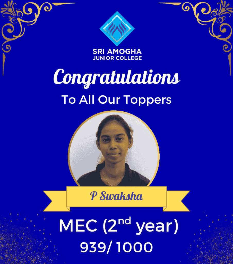 Intermediate & Junior College in Hyderabad -SAJC MEC Second year topper with 939 marks
