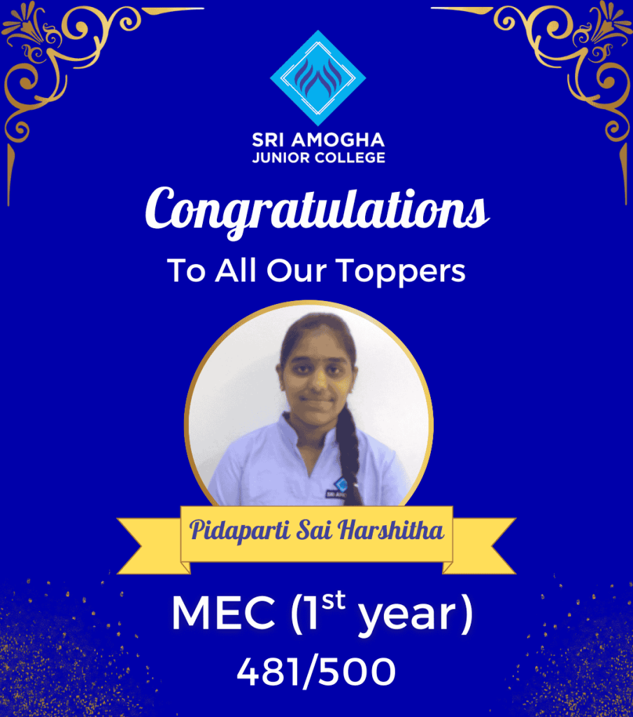 Intermediate & Junior College in Hyderabad -SAJC MEC first year topper with 481 marks