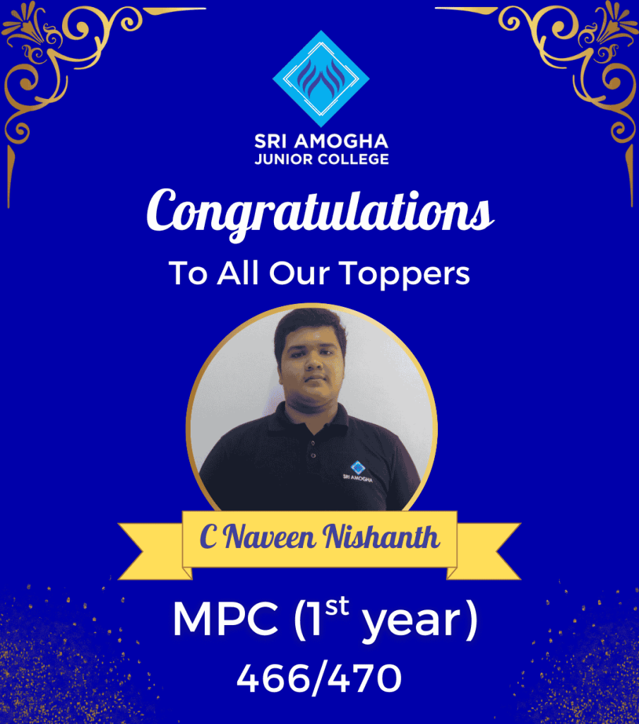 Intermediate & Junior College in Hyderabad -SAJC MPC first year topper with 466 marks