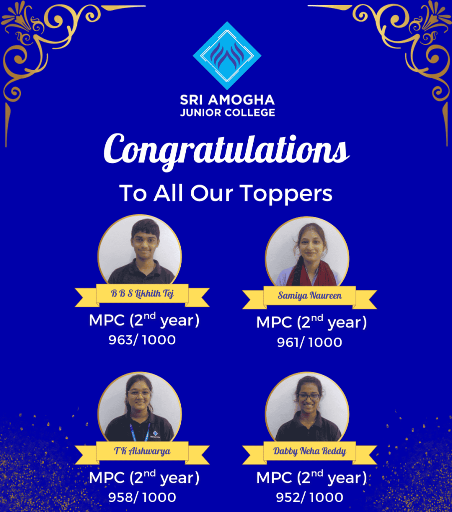 Intermediate & Junior College in Hyderabad -- SAJC MPC second year toppers )