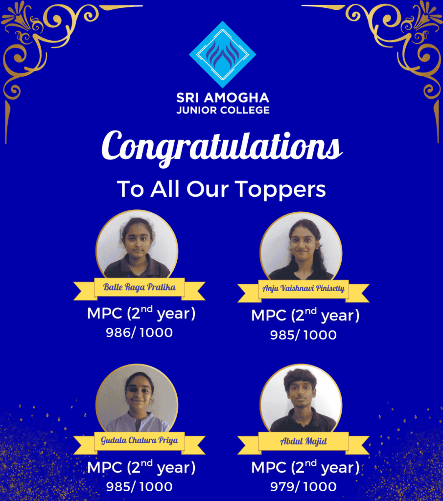 Intermediate & Junior College in Hyderabad -- SAJC MPC second year toppers-