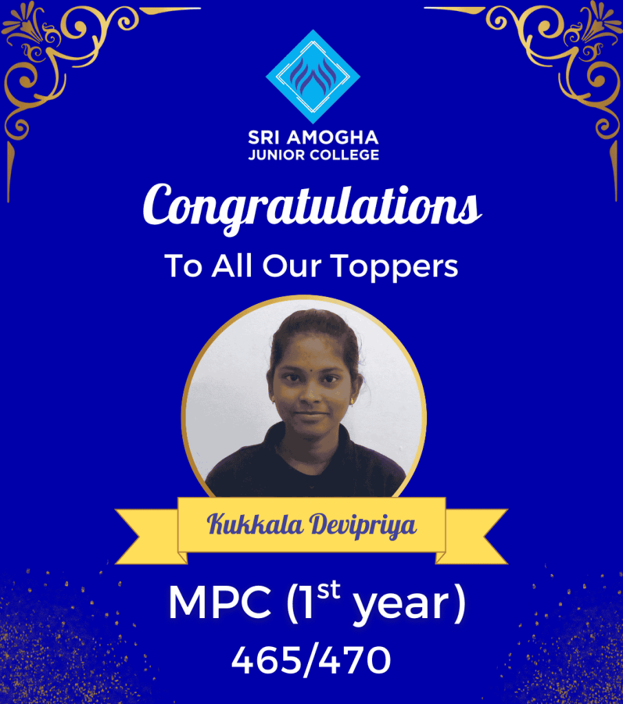 MPC College & IIT Coaching in Hyderabad - MPC first year topper with 465 marks