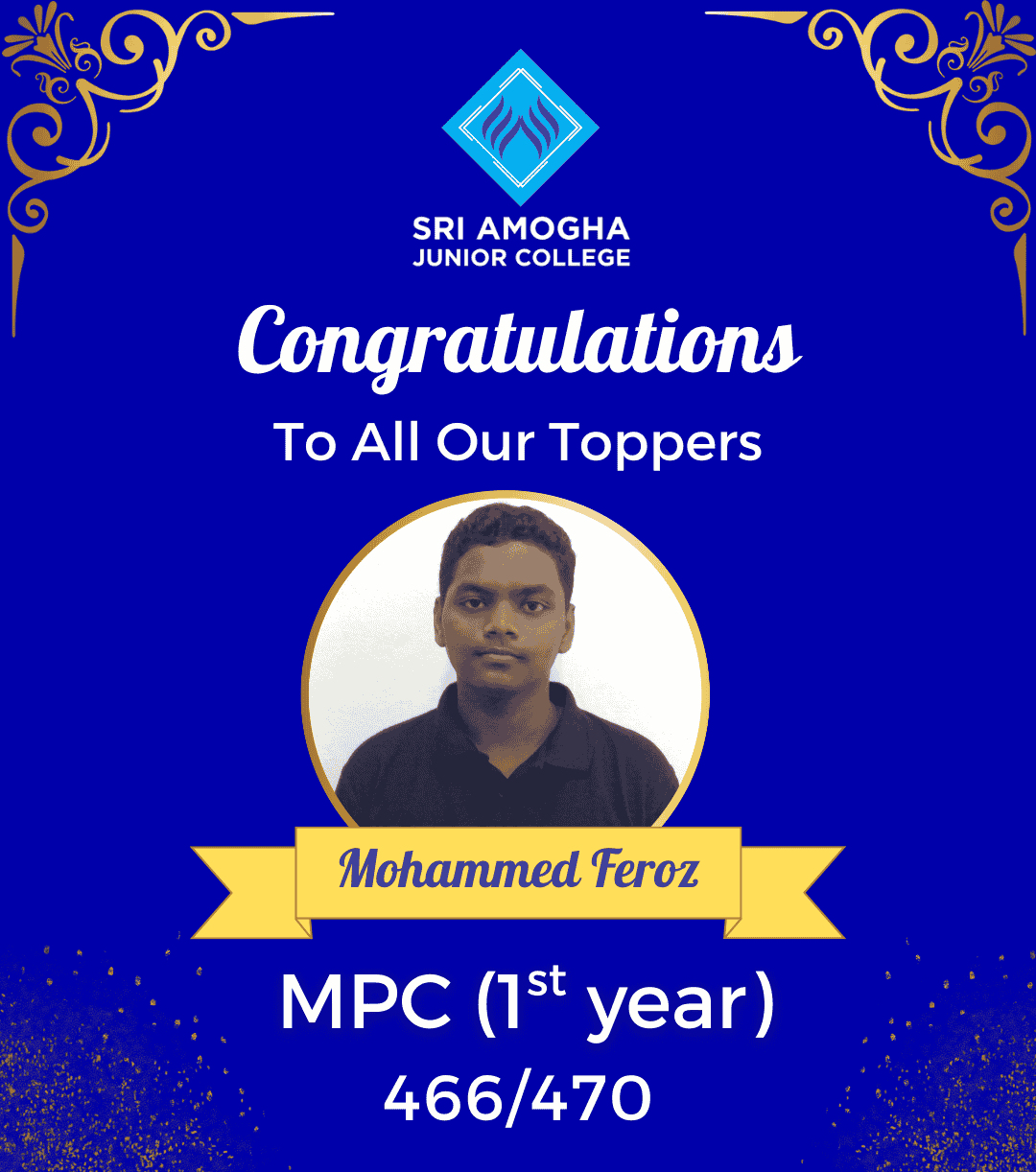 MPC College & IIT Coaching in Hyderabad - MPC first year topper with 466 marks